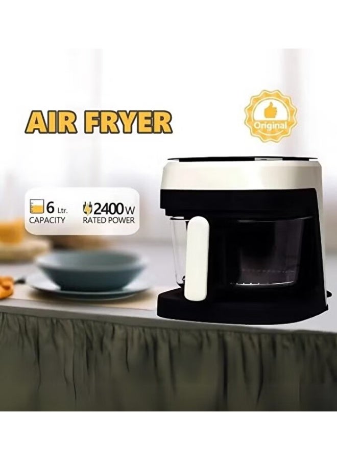Denix  6L 2400W Air Fryer - Mini Air Fryer with Single Touch Screen, Multi-Purpose Glass Air Fryer - Image 5